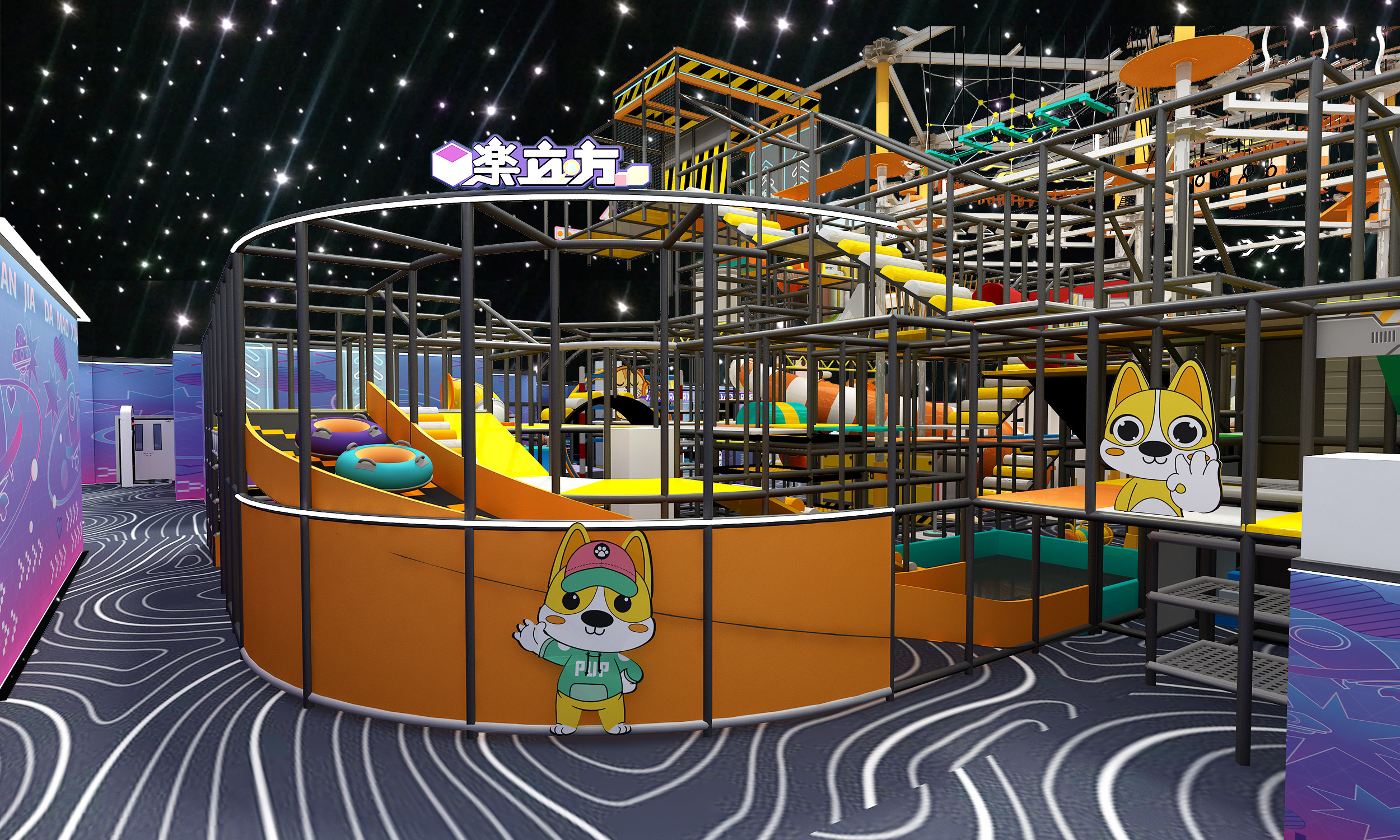 Custom Indoor Play Structure for Kids 3-12 Years with Safety Padding