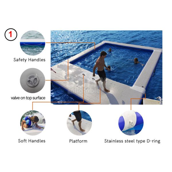 Drop Stitch DWF Material Inflatable Dock For Swimming With Pool Anti-Jellyfish For Adults And Kids