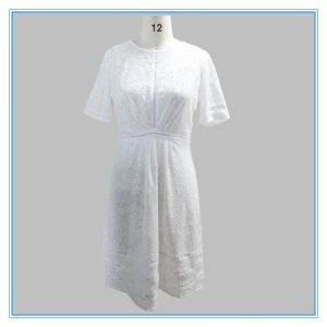 European Summer Fashion Elegant White Lace Cotton Dress Pattern Wholesale