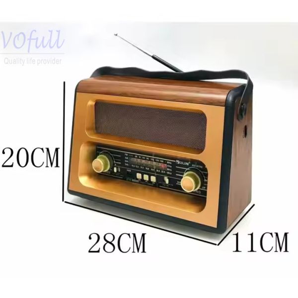 Classic Wooden 3 Band AM FM SW Radio Player With Built In Speaker And USB TF Slot