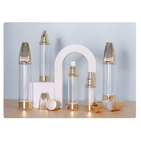 AS Collar Pump Airless Bottles for Lotion Refillable Empty Spray Plastic Bullet Round