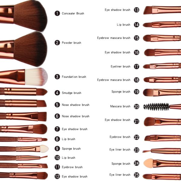 lWholesale 22 Pieces Brown Color Makeup Brushes Fan Brush Best Make up Brushes