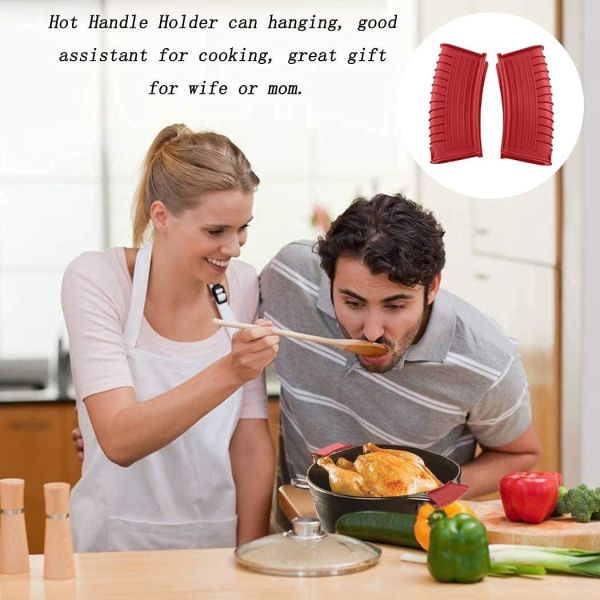 Silicone Hot Handle Holder Heat Resistant Cast Iron Skillets Handles Grip Covers For Pan Pot