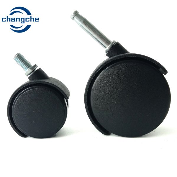 Black Nylon Carpet Casters On Hardwood Threaded Wheels 2 Inch