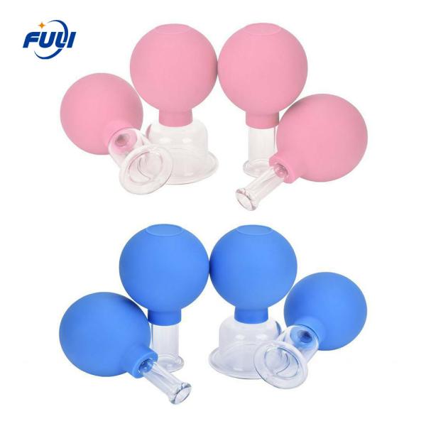 Quality 4Pcs Glass Facial Cupping Set - Professional Grade Silicone Facial Cupping for Body, Face, Neck, Back, Eye Massage for sale