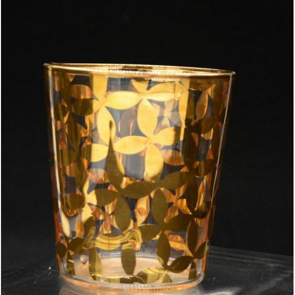 Gold Print High End Stemless Wine Glass Tumbler , Crystal Highball Glasses