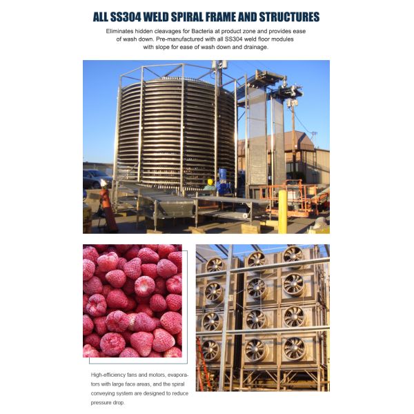 Long Life Low Maintenance Spiral Belt Freezer , Ss304 Vertical Cooling Conveyor For Sale