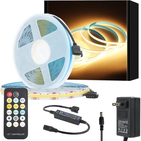 COB LED Strip Lights CCT (2700K-6500K Tunable) 2M 560LEDs/m CRI90 Led Tape Light Kit with box package led strip for Home