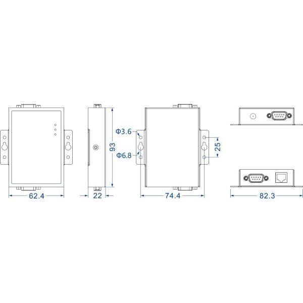 Optical Isolation Bidirectional Rs232 To Rs422 Converter Wall Mounting Installation