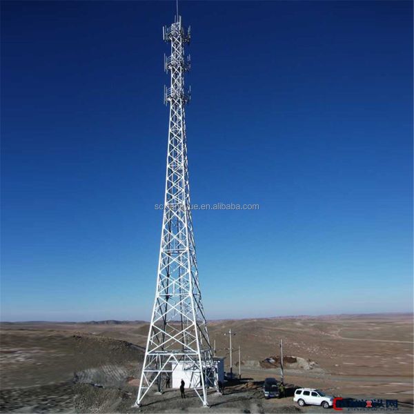 35FT 40FT Galvanized Tube Triangular Lattice Gsm Radio Cell Communication Tower