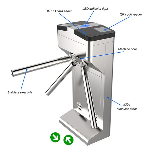 304 Stainless Steel Electronic Turnstile Gates 35 Persons / Min Transit Speed