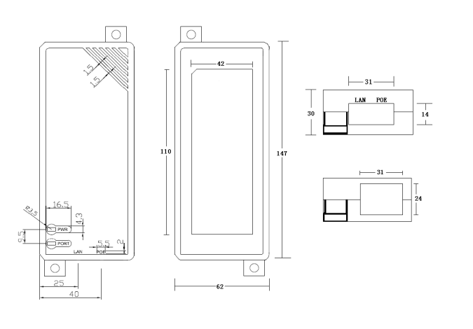 10/100/1000Mbps 95W High Power POE Injector