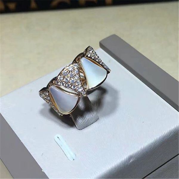 Luxury jewe factory divas' dream series ring 18k white gold yellow gold rose gold diamond fritillaria ring