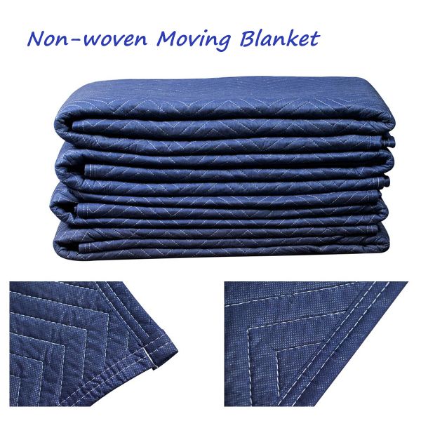 Non-woven moving blanket protecting furniture during transport