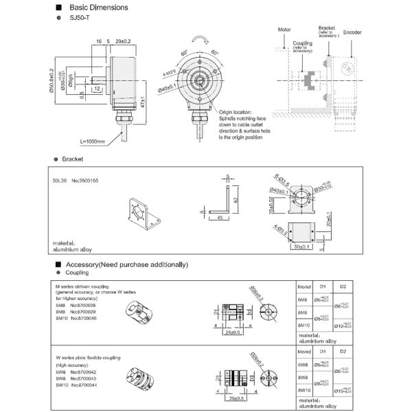 SJ50 Rotary Miniature Absolute Encoder OC Output 11 Bits Parallel Output