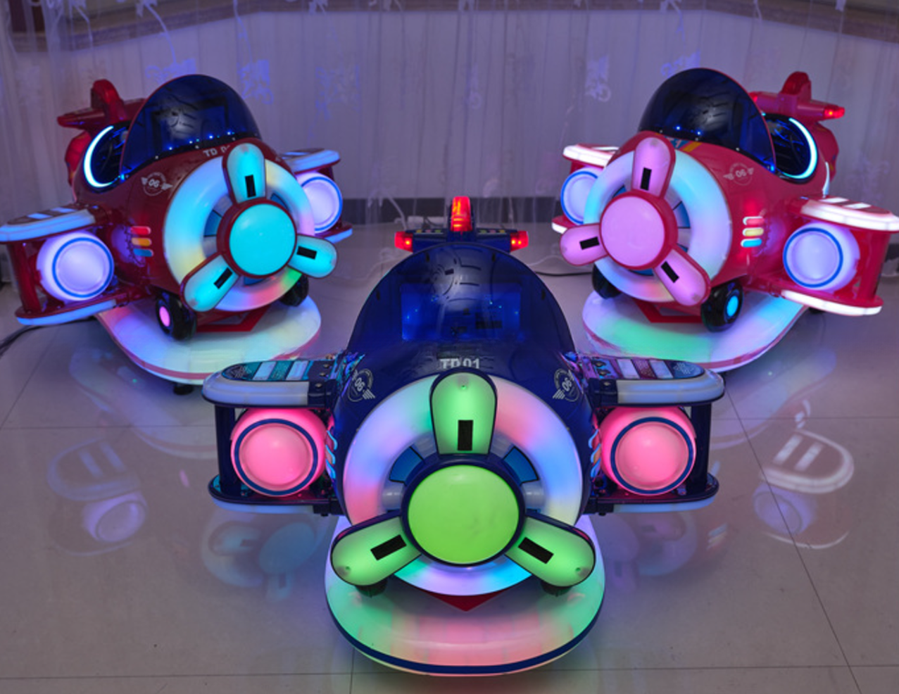 Amusement park coin pusher kids rides game machine happy airplane rocking car for children game zone