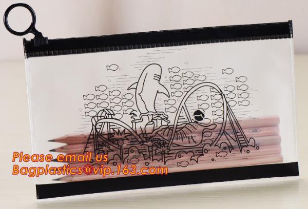 Quality A4 clear plastic pp document carrying file folder zipper lock pocket bag with small button file wallet for sale
