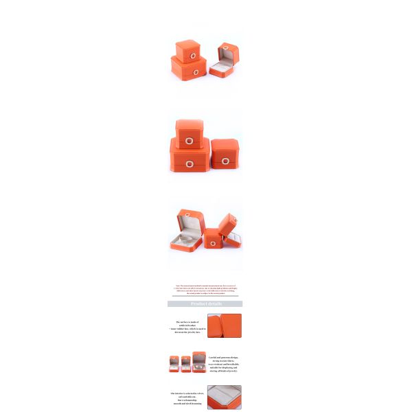 Square Orange PU Leather Jewelry Packaging Box for Necklace Bracelet and Wedding Ring
