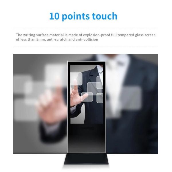 Double Sided 42-65 Inch LCD Touch Screen Kiosk Full Tempered Glass Screen