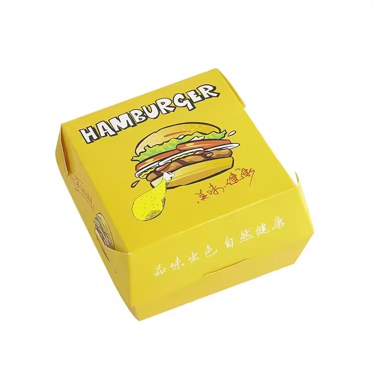 China White Cardboard Hamburger Patty Box Biodegradable Burger Box Recyclable Packaging wholesale