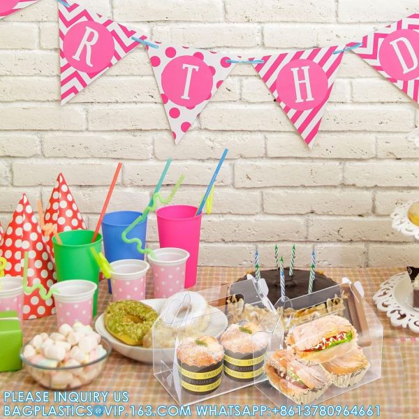 Clear Gable Bakery Gift Boxes With Cardboard, Clear Gable Boxes With Cardboard, Dessert Cookie Pastry Cupcak