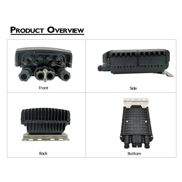 IP68 Black PP Plastic 8 Ports Optical Enclosure Mid Span Cable Distribution Box