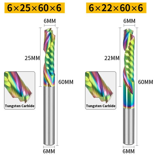 Manufacturer Hot Sales Cabide End Mill 2Flute Spiral up and Down Cut CNC Bit Composition Router Bits for Wood Woodworking