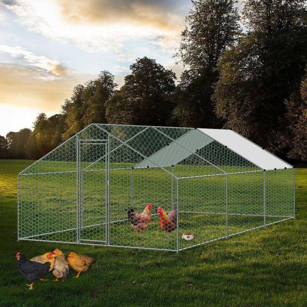 Steel Walk in Chicken Run Enclosure Rabbit Hutch Poultry Coop Duck House Chicken Cage Coop 4m X 4m X 2m