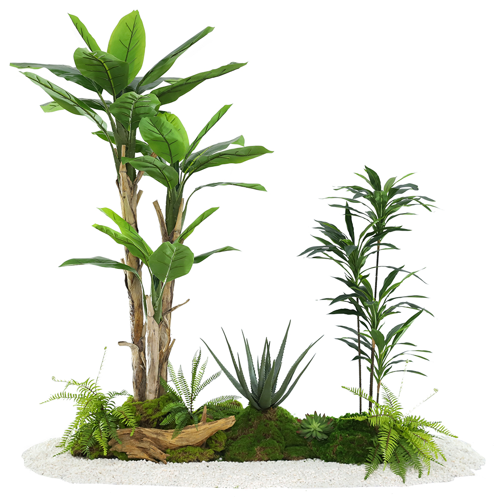 Lifelike Artificial Banana Tree Landscaping Projects For Indoor Decoration Exibition Hall