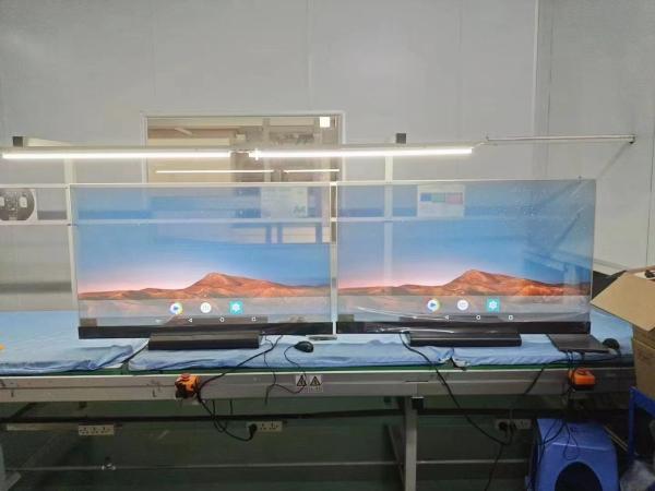 Quality 55'' 30'' Self Emission Capacitive Touch Display PCAP Table Stand Transparent OLED Signage for sale