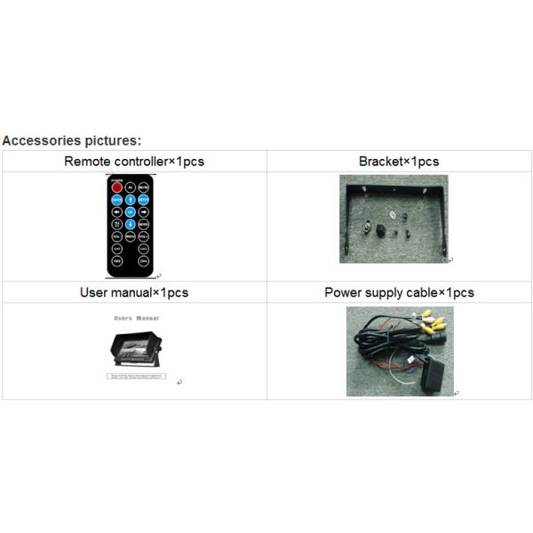 10.1 Inch TFT LCD backup camera monitor with 4 Cameras inputs, 1024 x 600 Resolution