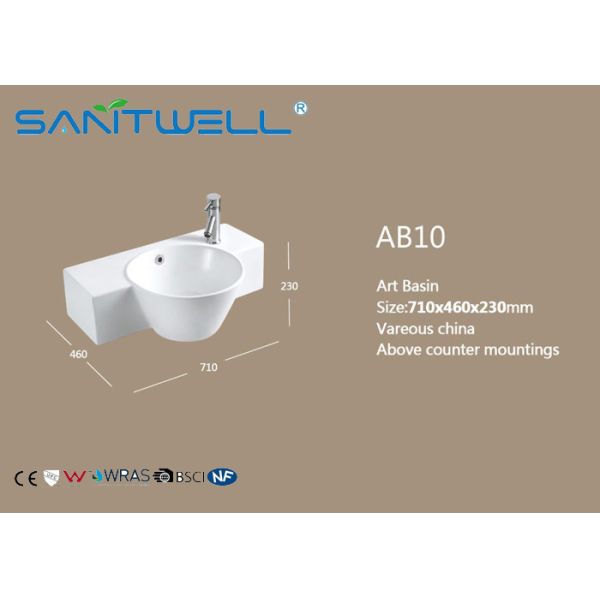 AB10 Wash Basin White Color Round Counter Top Ceramic Art Basins Vanity Bowl Bathroom