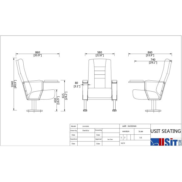 Fixed Seating Church Auditorium Conference Hall Chairs 100% Polyester Fabric