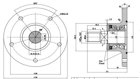 Coulter Discs Agricultural HUB Unit AHUB-0014 for Disc& Wheel HUB-40MM with shaft
