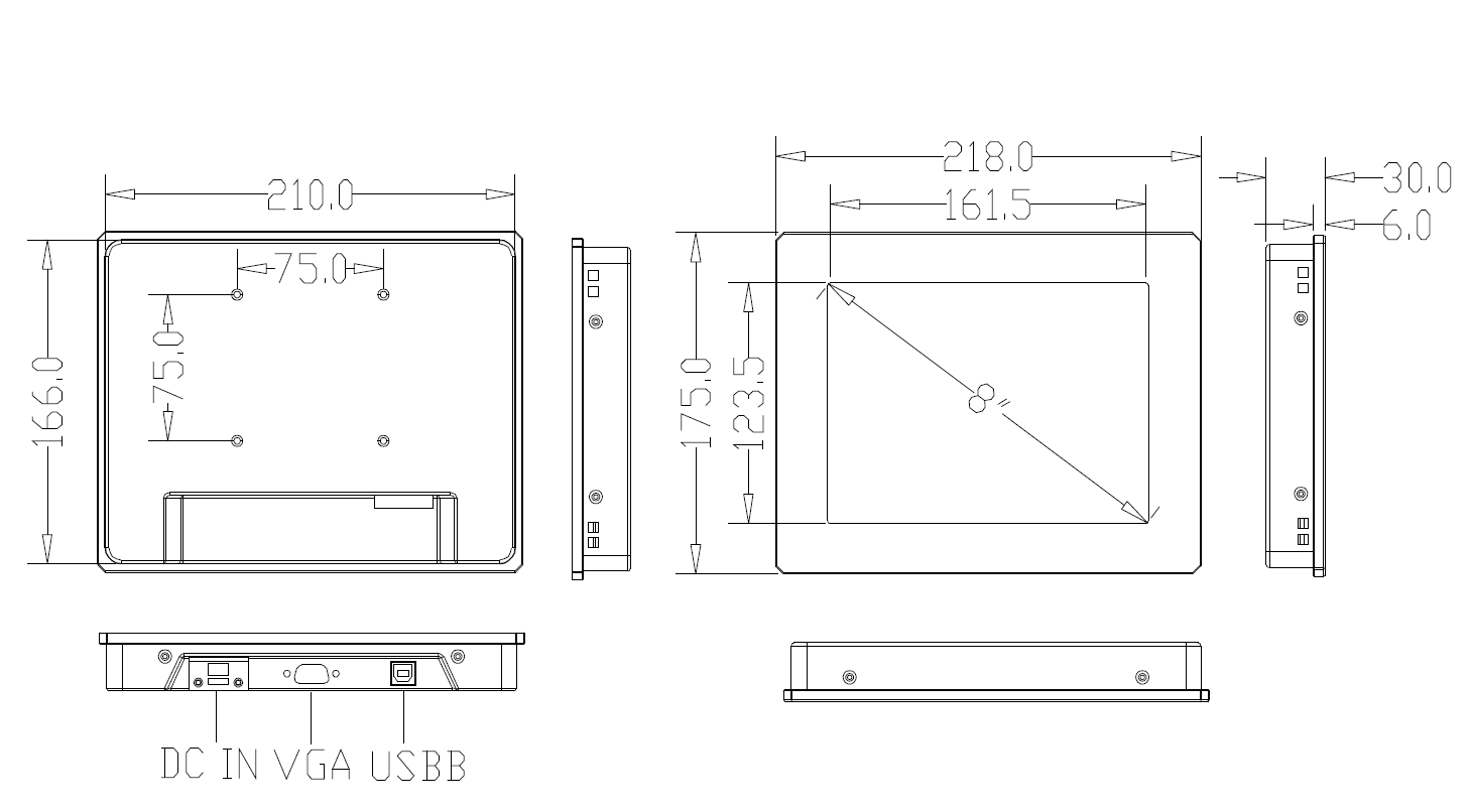 DC 12V Resistive Touch Monitor 1024 X 768 Resolution With Membrane Switch
