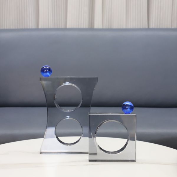 Elegant Gray Rectangle Acrylic Stand Block Lucite Ornament Gift For Home Decor