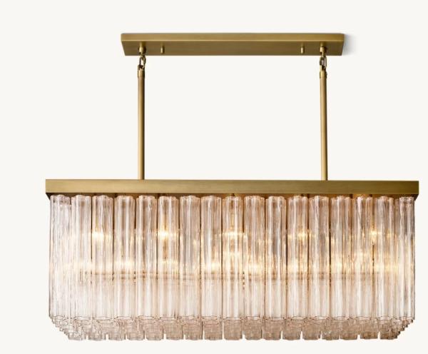 Quality 54" Rectangular Glass Chandelier 100V - 277V  LED Rectangular Chandelier For Dining Room for sale
