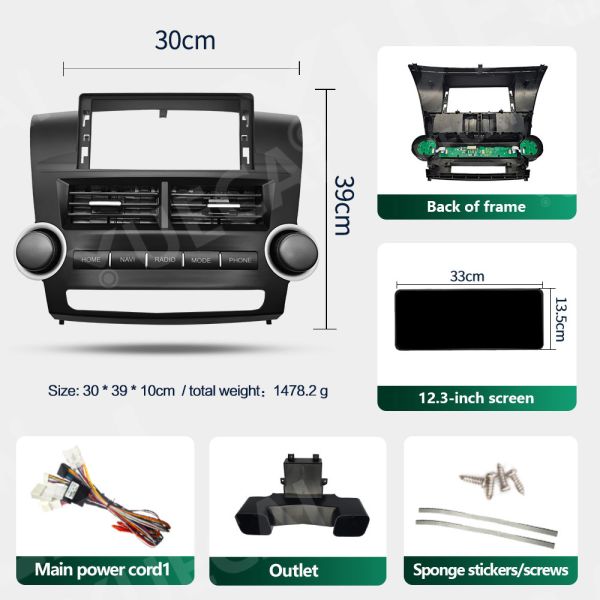 360 Camera Toyota Highlander Car DVD Player CarPlay Android Auto Toyota Head Unit