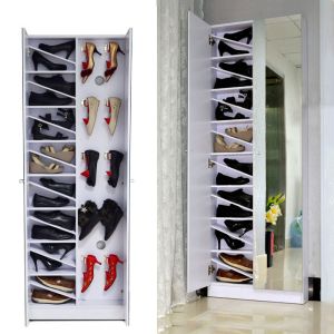 13 Pairs 180cm Mirrored Shoe Cabinet Space Saving Furnitures