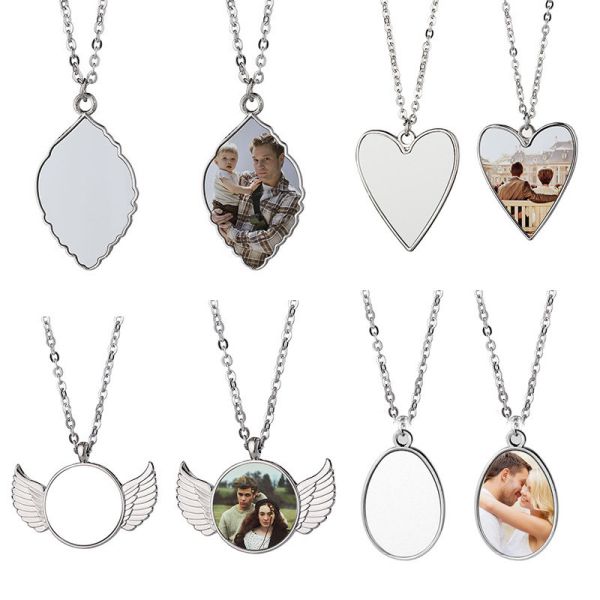 Custom Picture Necklace Teardrop Shape Metal Necklace DIY Sublimation Necklace Blanks