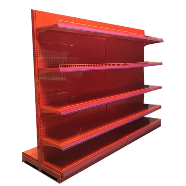 Factory Custom Size Color logo orange supermarket shelf pharmacy shelving rack gondola shelf