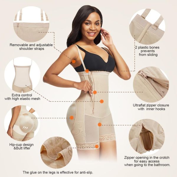 HEXIN Plus Size Body Shaper for Women with Zipper and Butt Lifter in Regular Size Type