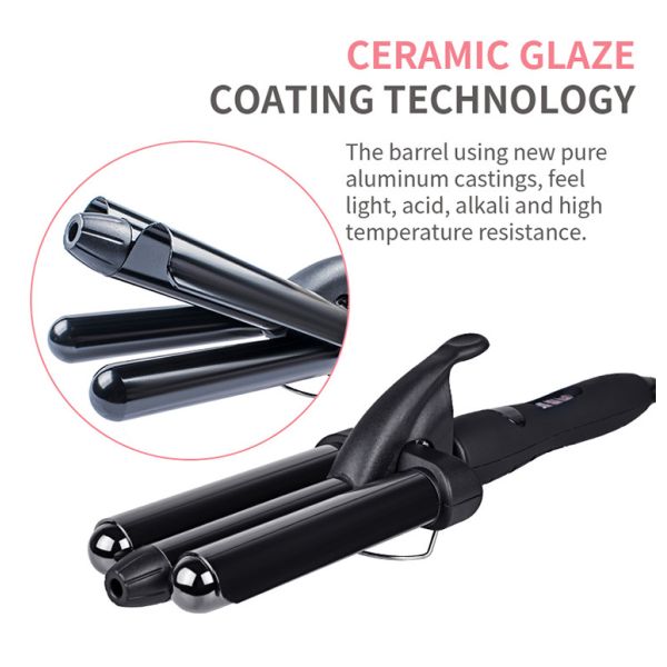 Professional Three Barrel Hair Waver With LCD Temperature Display