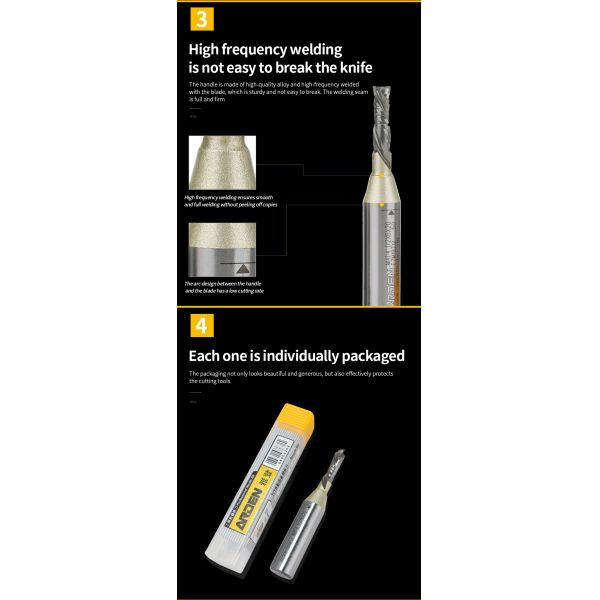 ARDEN Hot Selling 1/2 1/4 Shank Carbide Spiral Endmill 2F up & Down Cut Compression Bit Wood CNC Router Cutter Bits