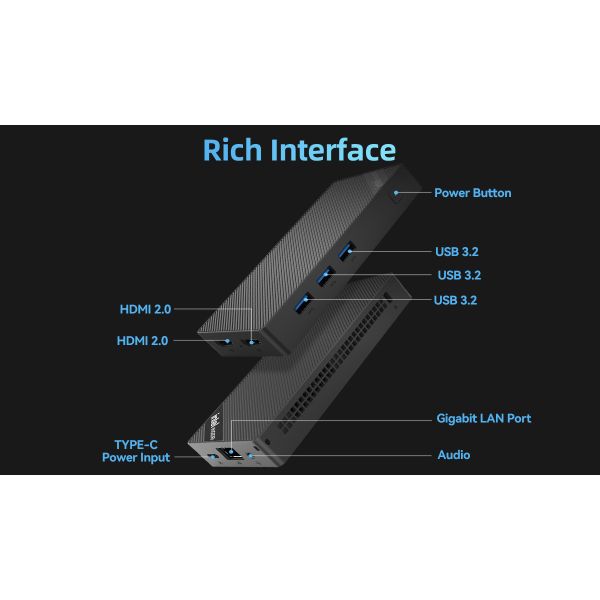 4K Dual Display Single LAN N100 Mini Computer Intel 12th Gen Mini PC