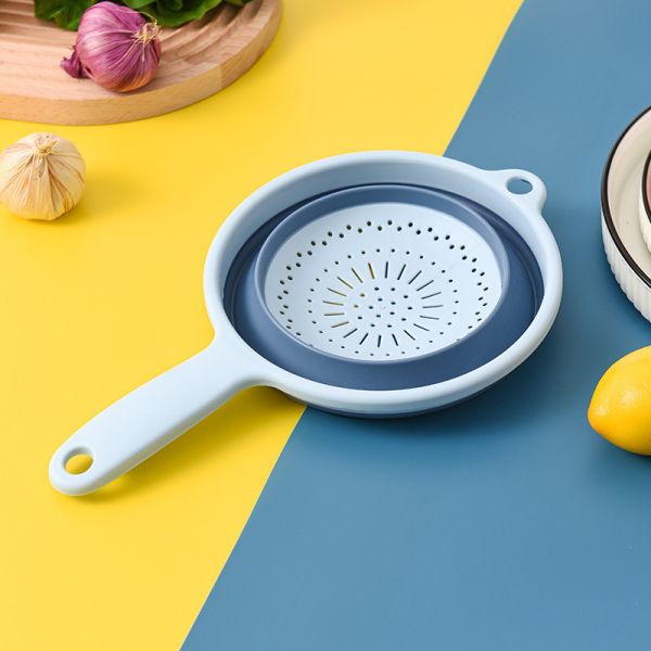 Washable Pasta Silicone Collapsible Colander Strainer Silicone Kitchen Utensil Space-Saver Folding Strainer Colander