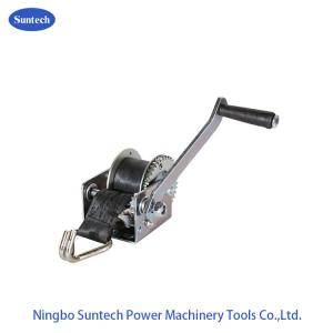 800 Lb Manual Hand Winch With Strap , Hand Crank Boat Winch