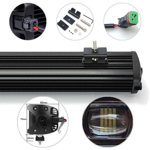 6D 20 Inch 90W Single Row LED Off road Light Bar For Motorcycle Car Jeep 4x4 Offroad SUV Truck Flood Combo Work Driving