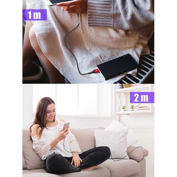 Essager Scud Usb Type C Cable Fast Charging 5A 0.3M 1M 2M for Type C Devices