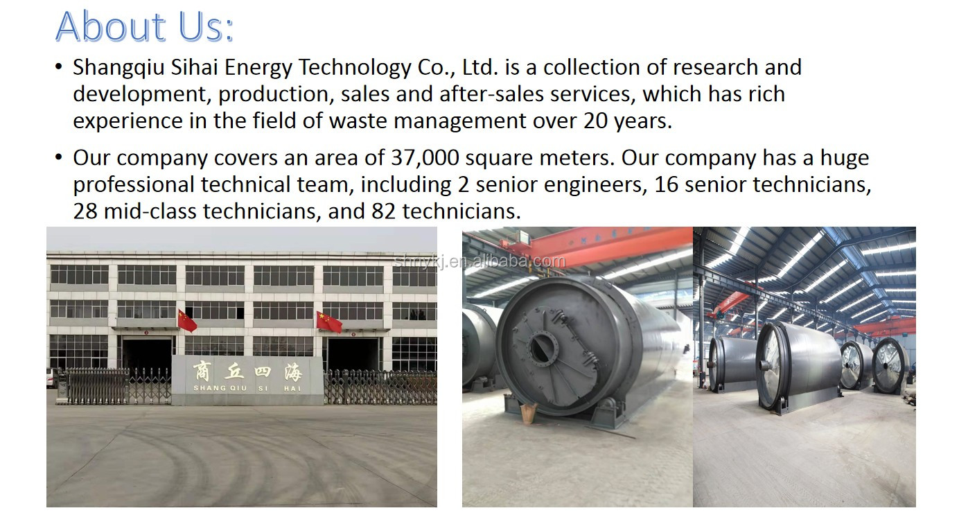 38tons Capacity Pyrolysis Waste Tire To Oil Production Line for 300sq Meter Location
